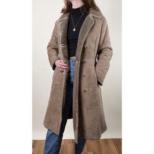 Vintage Scottish Antartex Sheepskin Leather Coat Sherpa Jacket Peacoat 50's 60's